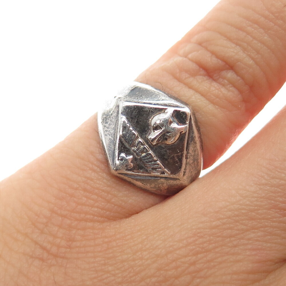 VARGAS 925 Sterling Silver Vintage Boy Scouts Oxidized Signet Ring Size 4